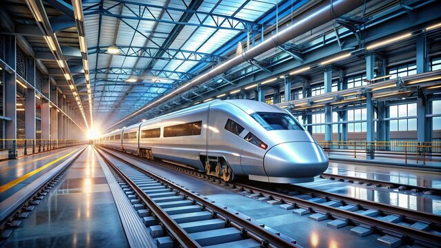 High speed train component manufacturing process viewed from eye level