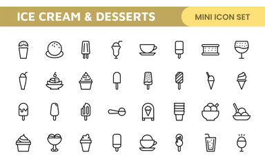 Delicious Ice Cream and Desserts Icons: A Sweet Collection for Menu Design, Recipe Apps, Bakery Projects, and Dessert Shops with Creative, Mouth-Watering Visuals