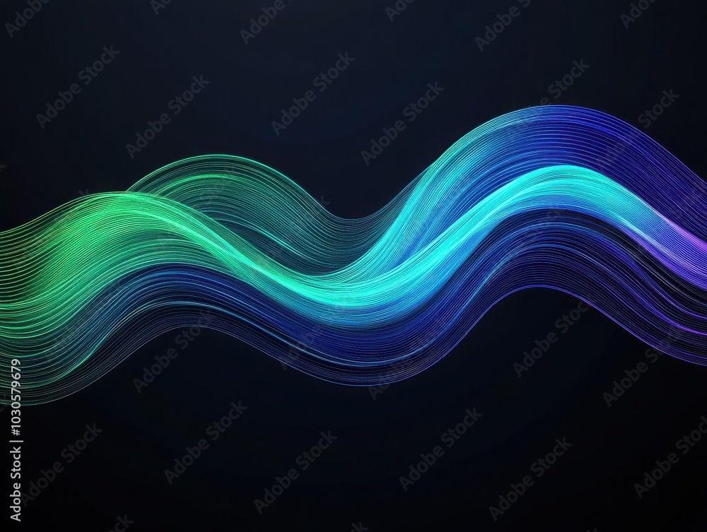 Aufkleber vibrant wave pattern with blue and green hues, creating a dynamic and modern design perfect for vari
