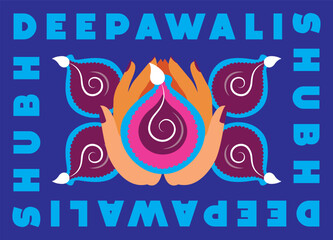 Happy Diwali Wishes Greeting card with diya