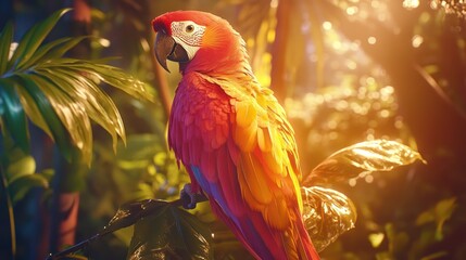 Scarlet Macaw in Tropical Paradise