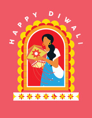 Happy Diwali. festival of lights colorful poster template design with decorative diya lamp. vector illustration