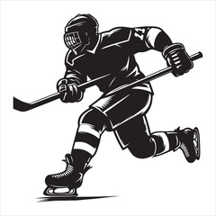 Obraz premium Hockey Stick Mastery Silhouette of a Player Striking , black colour vactor 