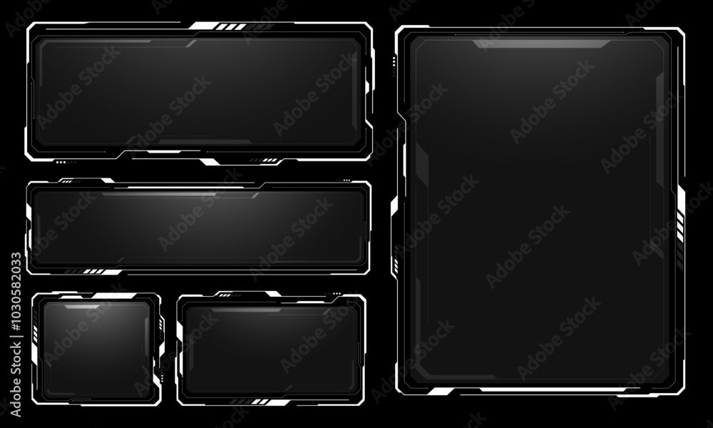 Poster hud frames white grey user interface elements design modern technology futuristic control panel scre