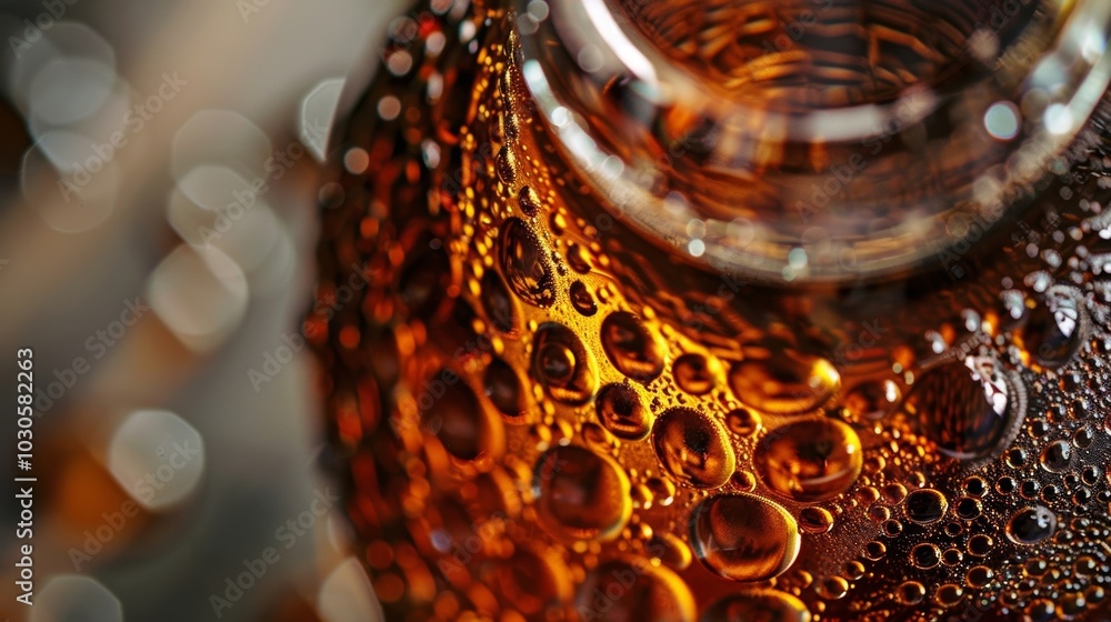 Poster a macro shot of the bottom of a craft beer bottle showing the unique number and batch code etched in