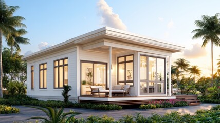 Fototapeta premium Modern house with garden and patio