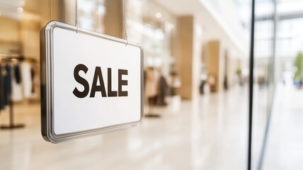 Sale sign in a modern retail environment