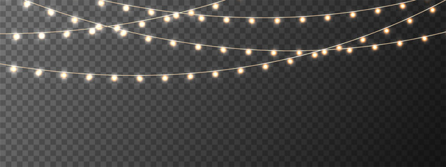 The Christmas garlands are available in a transparent vector PNG. This set of Christmas glowing garlands is suitable for use in advertising invitations, web banners and postcards.  © Russell Edwards