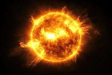 Sun in space, glowing with intense heat and radiance.