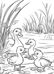 Beautiful Goose Coloring Page, Geese Colouring Design for Your Corporate Books and Business Graphic Resource or Creative Project, Ai Generative