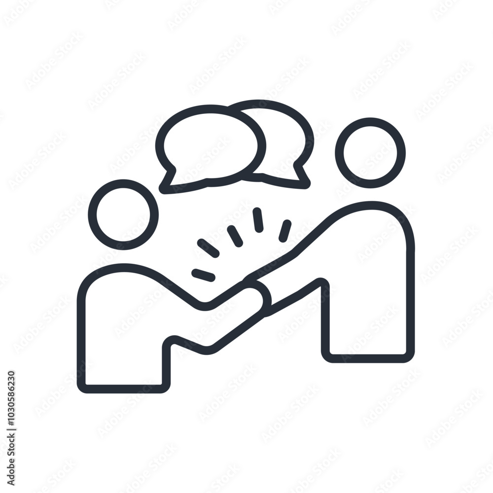 Poster handshake icon. vector.editable stroke.linear style sign for use web design,logo.symbol illustration