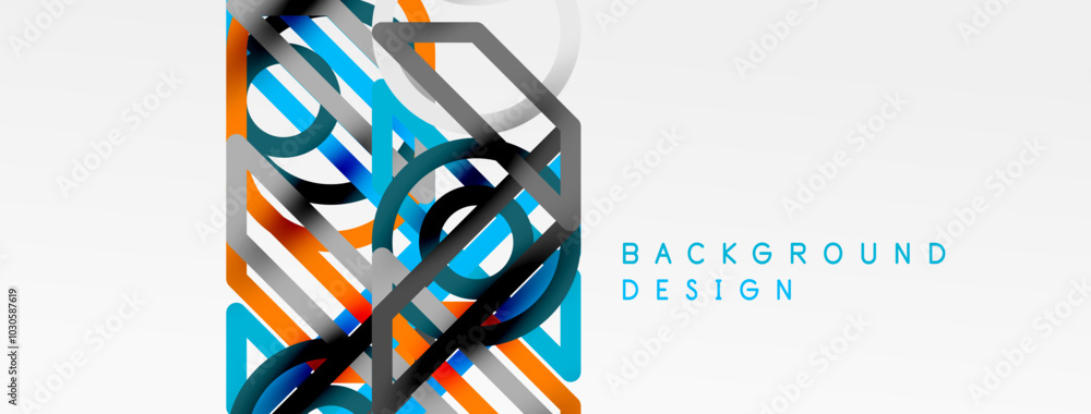 Poster Abstract background - colorful circle lines technology or business digital template