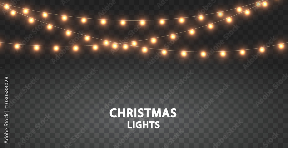Wall mural the christmas garlands are available in a transparent vector background format. this set of christma