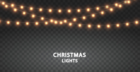 Christmas garlands in a transparent vector PNG format. This of Christmas glowing garlands is suitable for use in web banners and postcards.  © Russell Edwards