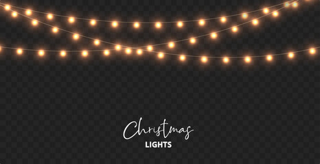 Christmas LED garlands in a transparent vector PNG format. LED NEON Garlands. Vector illustration. © Russell Edwards