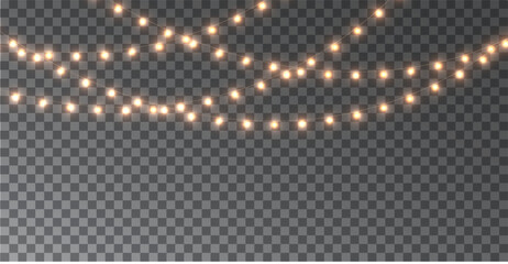 Christmas garlands in a transparent vector PNG format. Christmas glowing garlands is suitable for use in web banners and postcards.  © Russell Edwards