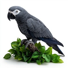 Obraz premium African Grey Parrot Isolated on White Background