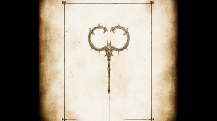 Vintage Design with Ornate Spiked Staff Illustration