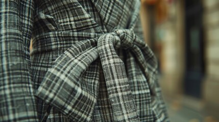 A monochrome checked jumpsuit featuring an effortless yet elegant design. The straight leg and oversized bow detail at the waist make it a chic choice for any occasion.