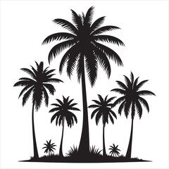 Fototapeta premium Island Vibes Graceful Coconut Palm Silhouette , black colour vactor 
