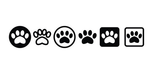 set of paw icon symbol sign vector design black white color simple outline black fill illustration collection isolated © looli