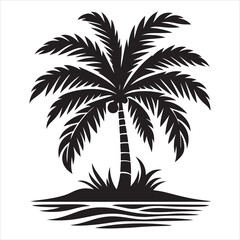 Fototapeta premium Island Vibes Graceful Coconut Palm Silhouette , black colour vactor 