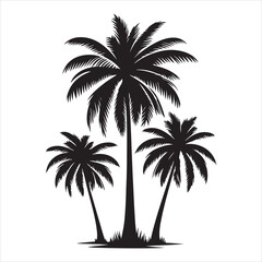 Island Vibes Graceful Coconut Palm Silhouette  , black colour vactor 