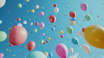 Balloons flying in blue sky