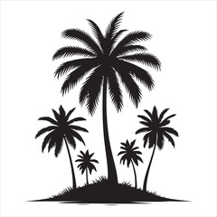 Island Vibes Graceful Coconut Palm Silhouette  , black colour vactor 