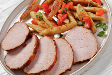 German potato noodles with sous vide pork loin cut