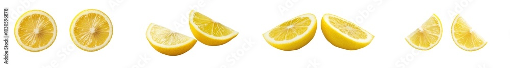Poster Isolated lemon slices on a transparent background.