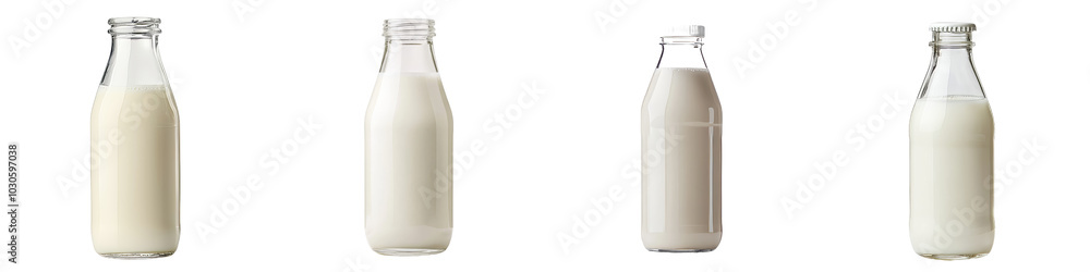 Poster a cutout of a transparent background with a bottle of milk isolated on it