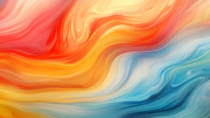 Obraz premium Abstract Painting with Wavy Lines of Red, Yellow, and Blue Colors