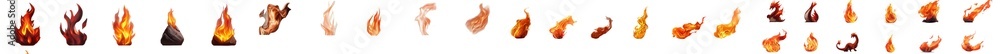 Poster flames and sparks on transparent background. use it on light backgrounds to create a flaming scene.