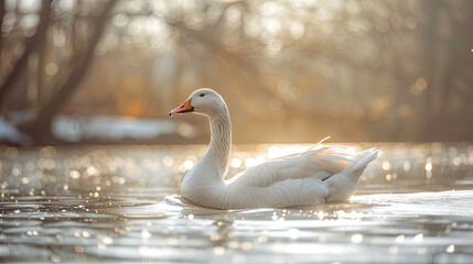 Beautiful Wallpaper with a Goose Design, Ideal Geese Poster or Graphic Resource for Creative Project, Ai Generative