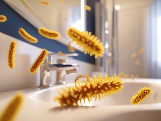 Fototapeta premium Bacteria in bathroom environment close-up