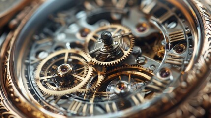 An antique pocket watch with intricate filigree details and a striking mechanical movement highlighting the intricate craftsmanship of vintage luxury watches.