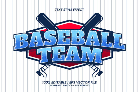 Editable text effect - Baseball Team emblem logo vintage style
