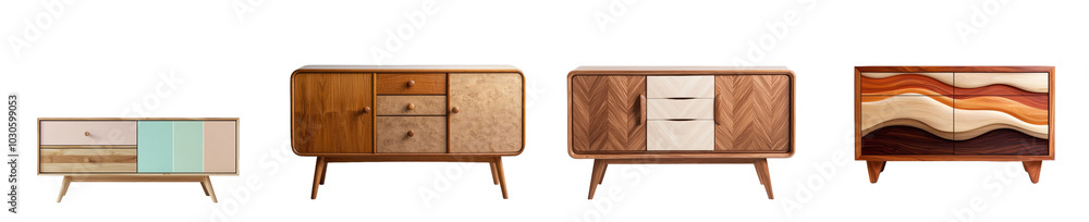 Poster sideboard or cabinet with wooden doors that are isolated on a transparent background. element of int