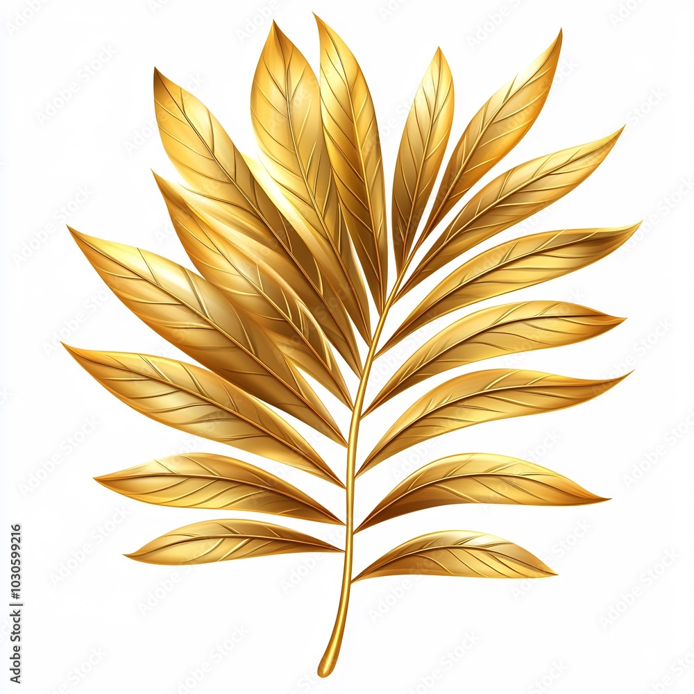 Poster golden date palm branch icon representing ramadan kareem isolated on a simple white background symbo