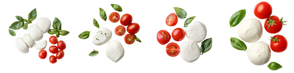An isolated top view of mozzarella cheese on a transparent background