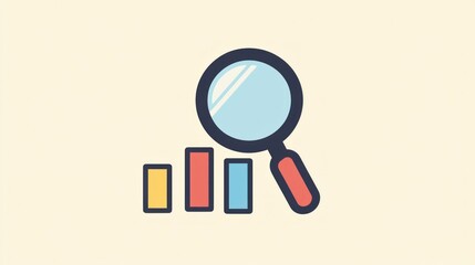 Magnifying Glass Over Bar Chart