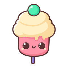 Cartoon vanilla ice cream bar, sweet and delicious