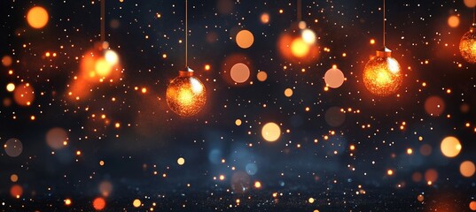 Obraz premium Glowing Christmas Lights with Shiny Particles on a Deep Blue Background. Perfect for Festive Designs