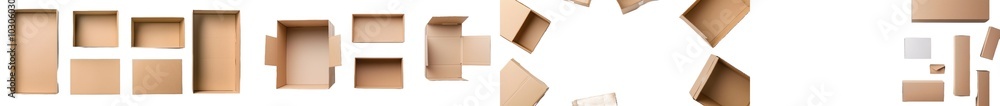 Poster isolated cardboard boxes against a transparent background. mockup.