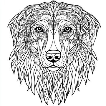 recommend clip art: Stylized Dog Portrait. Zentangle Inspired Dog Head Illustration. Adult Coloring Page.