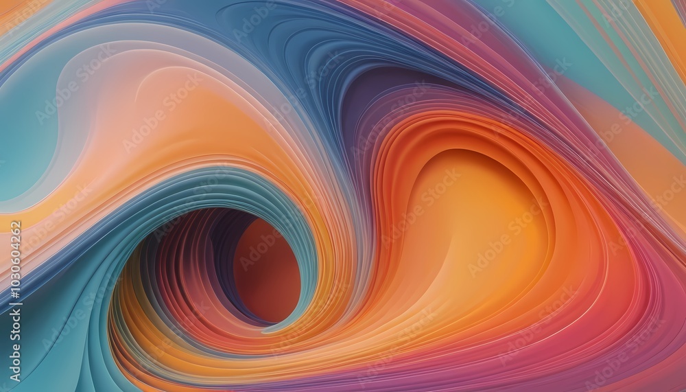 Poster vibrant swirling abstract patterns in warm and cool colors, creating an energetic and dynamic visual