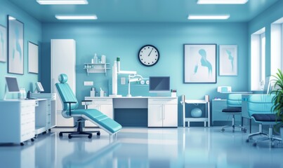 a bright modern professional clinic medical space emerge with office and medical equipments all in one healthcare center concept background