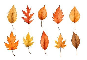 Collection beautiful colorful autumn leaves isolated on white background. Autumn background.
