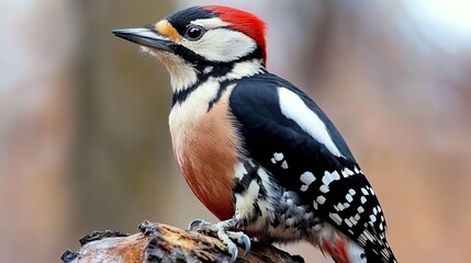 Obraz premium Middle spotted woodpecker bird songbird wildlife nature predator cock